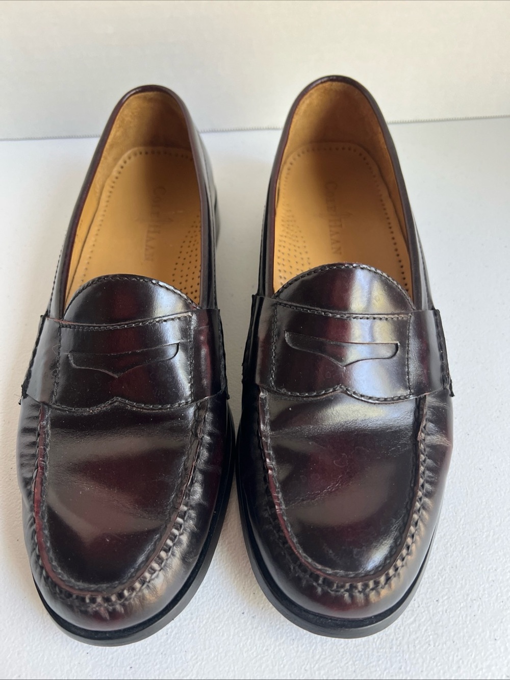 Cole Haan Mens Burgundy Leather Penny Loafers Shoes 03504 Sz. 9.5 D